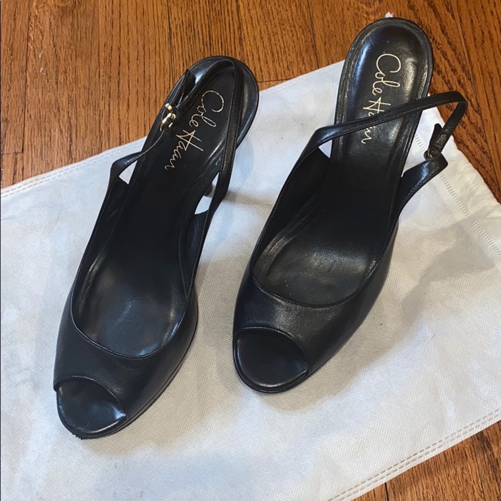 Cole Hann slingback platform peep toe heels